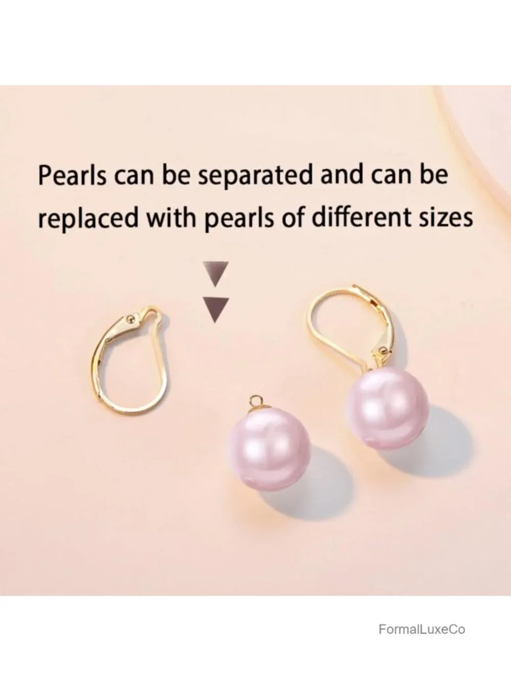 14K Solid Gold Freshwater Pearl Dangle Leverback Earrings 8mm 10mm